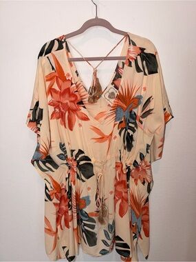 Z&L Europe Tropical Floral Kaftan Beach Cover Up XL